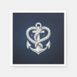 Nautical Heart Rope Anchor Coastal Navy Wedding Napkins