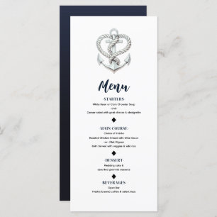 Nautical Heart Rope Anchor Coastal Wedding Menu