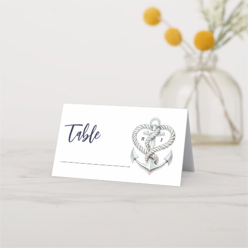 Nautical Heart Rope Anchor Wedding Table Seating Place Card