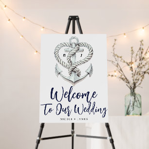 Nautical Heart Rope Anchor Wedding Welcome Sign