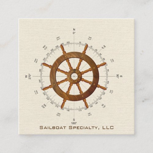 nautical helm and compass business square business card