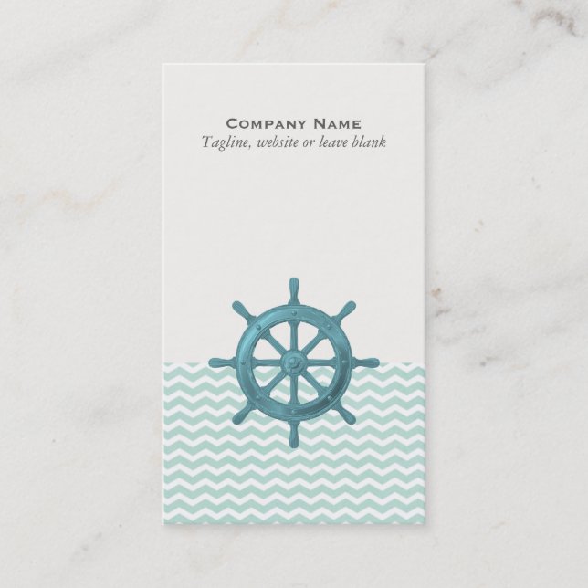 Nautical Helm with Chevron Pattern Business Card (Front)
