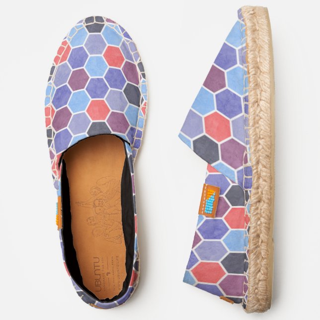 Nautical Hexagon Modern Honeycomb Tile Pattern Espadrilles (Side)