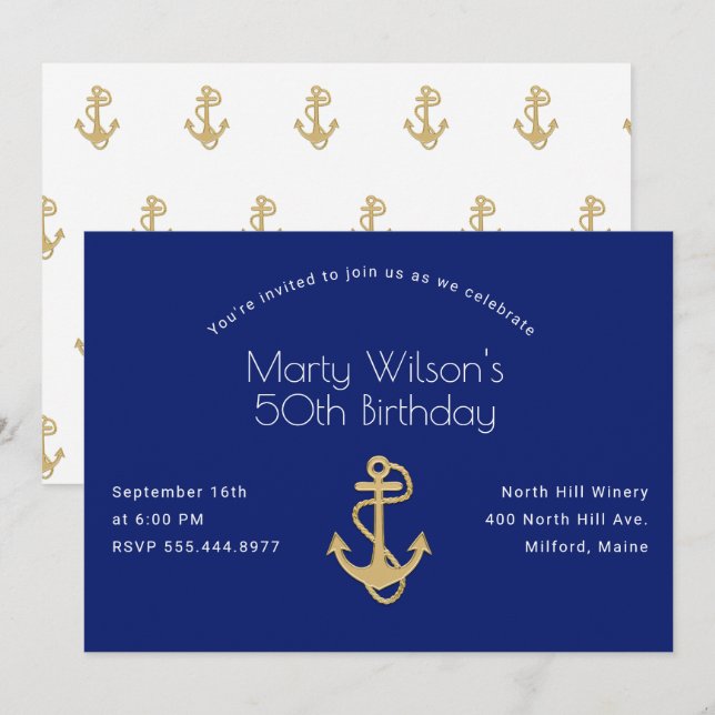 Nautical His Birthday Celebration Invitation (Front/Back)