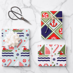 Nautical Holiday Gift Wrapping Paper Sheets