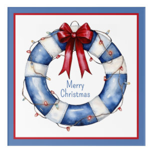 Nautical Holiday Red and Blue Life Preserver Acrylic Print