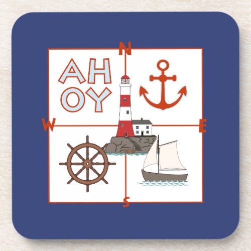 Nautical Illustrative Design Beverage Coaster