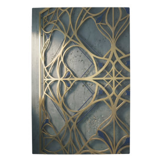 Nautical Industrial Deep Navy Gold Geometric Abstr Metal Print