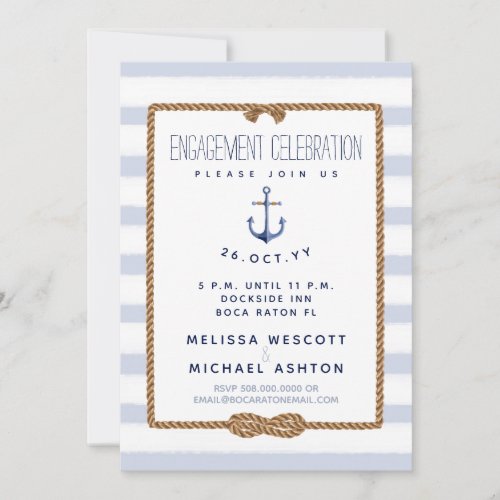 Nautical Infinity Knot Blue  White Engagement Invitation