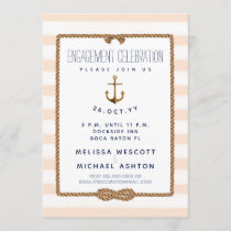 Nautical Infinity Knot Coral &amp; White Engagement Invitation