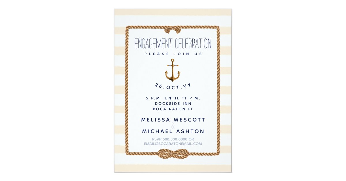 Nautical Infinity Knot Coral White Engagement Invitation Zazzle