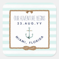 Nautical Infinity Knot Mint White Striped Wedding Square Sticker