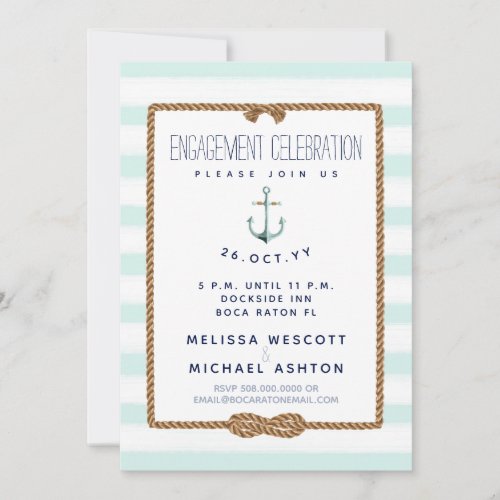 Nautical Infinity Knot Sea Foam  White Engagement Invitation