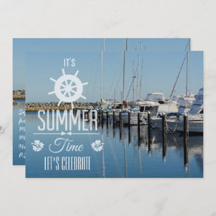 Nautical Its Summer Time Typography Summer Party Invitation