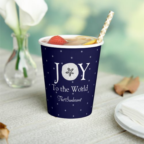 Nautical Joy Sandollar Blue White Christmas  Paper Cups