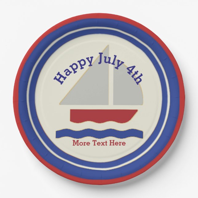 Nautical July 4th Paper Plates (Front)