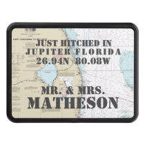 Nautical Jupiter Florida Just Hitched Just Married Hitch Cover