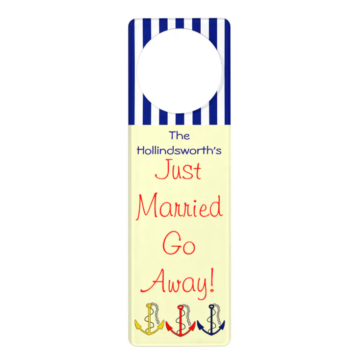 Nautical Just Married Do Not Disturb Door Hanger Zazzle