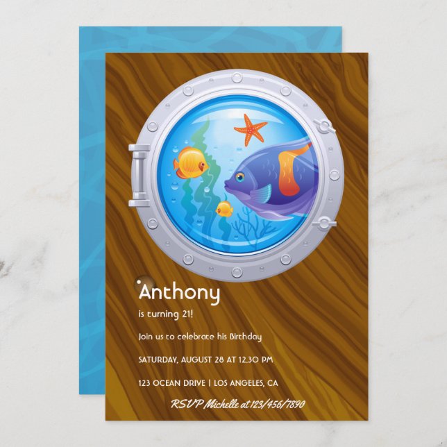 Nautical Kids Birthday Invitation (Front/Back)