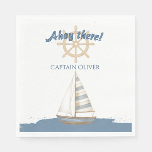 Nautical Kids Birthday   Navy Blue & White boat Napkins