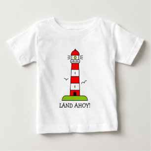 Nautical kids clothes Striped lighthouse cartoon Baby T-Shirt