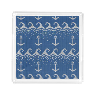 Nautical Knit Pattern Acrylic Tray
