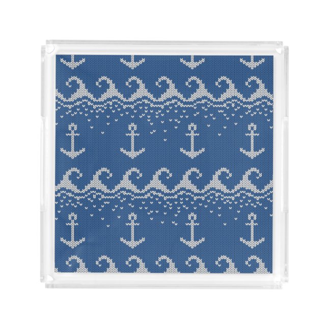 Nautical Knit Pattern Acrylic Tray (Front)