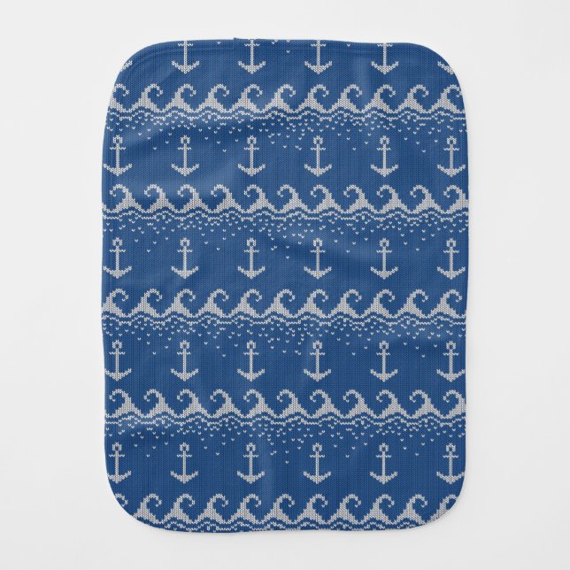 Nautical Knit Pattern Burp Cloth (Front)