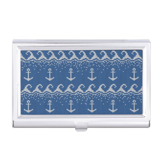 Nautical Knit Pattern Business Card Holder (Front)