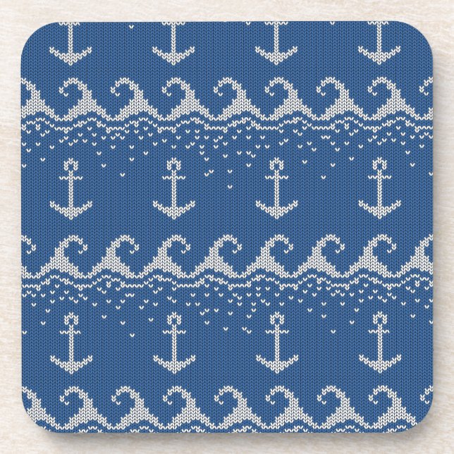 Nautical Knit Pattern Drink Coaster (Front)