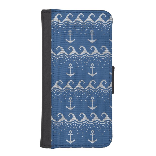 Nautical Knit Pattern iPhone Wallet Case (Front)