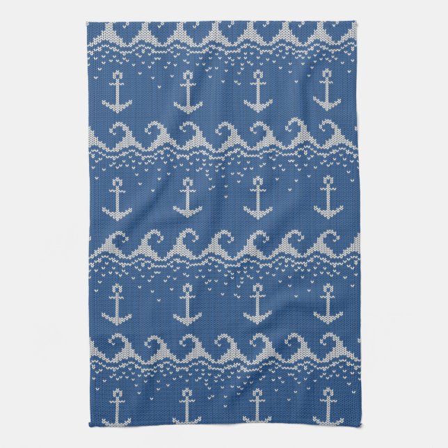 Nautical Knit Pattern Kitchen Towel (Vertical)