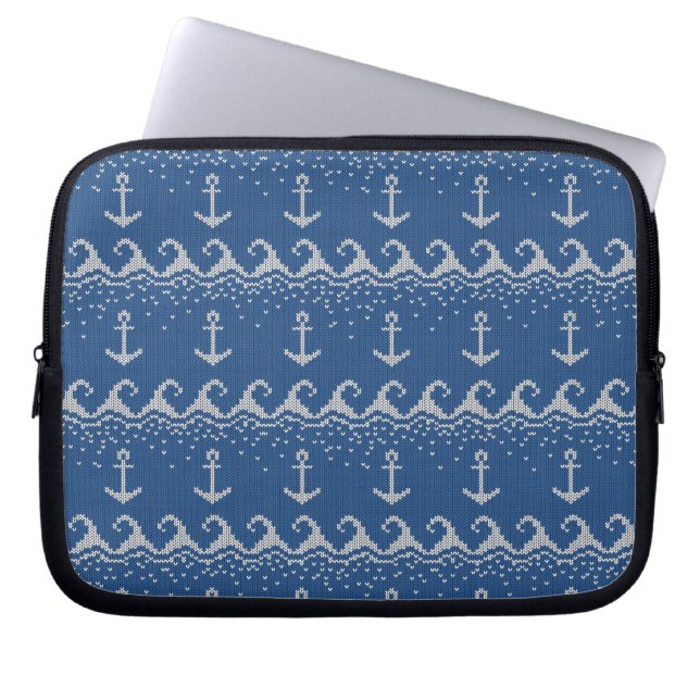 Nautical Knit Pattern Laptop Sleeve (Front)