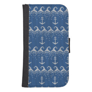 Nautical Knit Pattern Galaxy S4 Wallet Case
