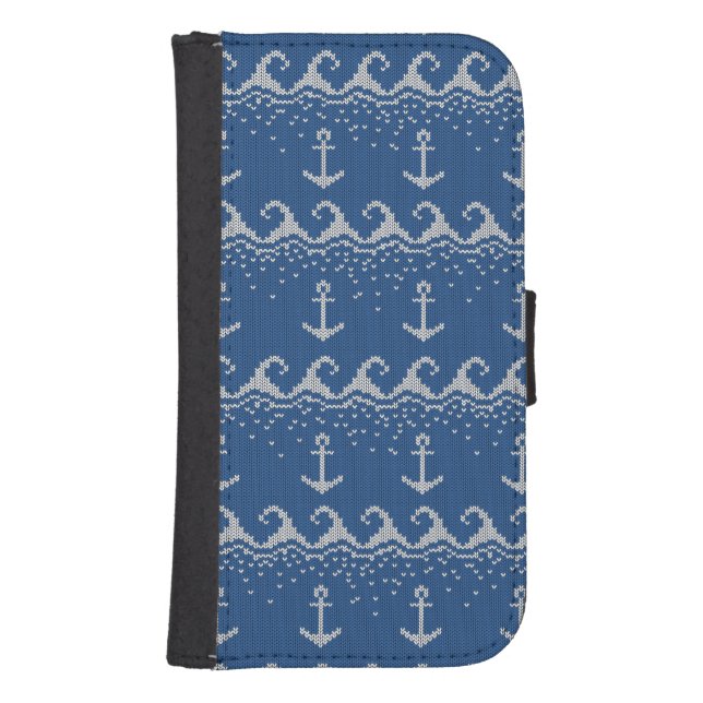Nautical Knit Pattern Samsung Galaxy Wallet Case (Front)