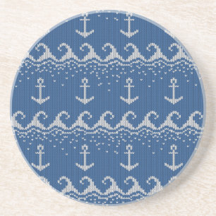 Nautical Knit Pattern Sandstone Coaster