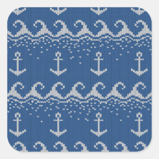 Nautical Knit Pattern Square Sticker