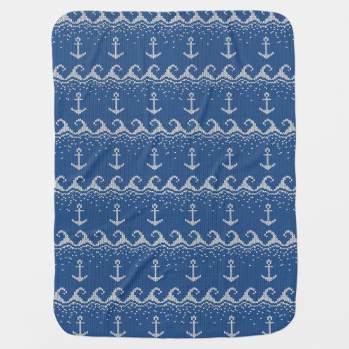 Nautical Knit Pattern Swaddle Blanket