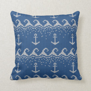 Nautical Knit Pattern Throw Pillow