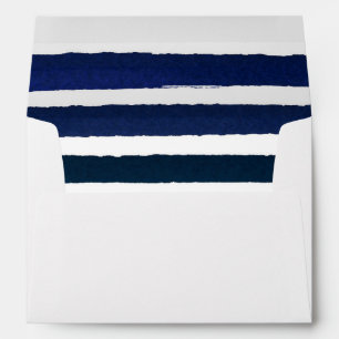 Nautical Knot Burlap Navy Stripes Wedding Envelope