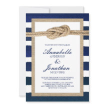 Nautical Knot Burlap & Watercolor Navy Stripes