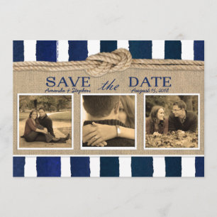 Nautical Knot Burlap Watercolor Save the Date