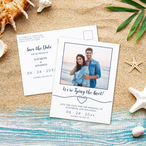 Nautical Knot Heart Photo Wedding Save the Date  Announcement Postcard