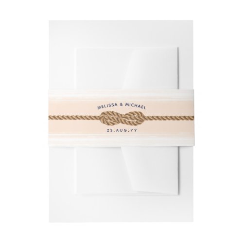 Nautical Knot Infinity  Coral Watercolor Invitation Belly Band