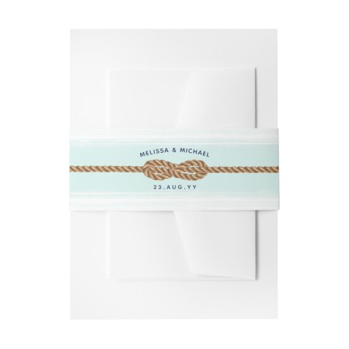 Nautical Knot Infinity  Sea Foam Mint Watercolor Invitation Belly Band