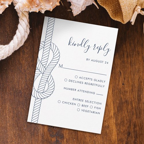 Nautical Knot Rope Wedding Meal Choice RSVP Card