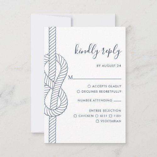 Nautical Knot Rope Wedding Meal Choice RSVP Card