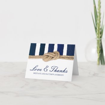 Nautical Knot Watercolor Navy Stripes Thank You by ModernMatrimony at Zazzle