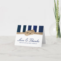 Nautical Knot Watercolor Navy Stripes Thank You Card