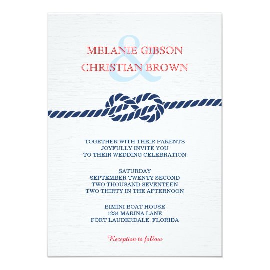 nautical knot wedding invitation zazzle com